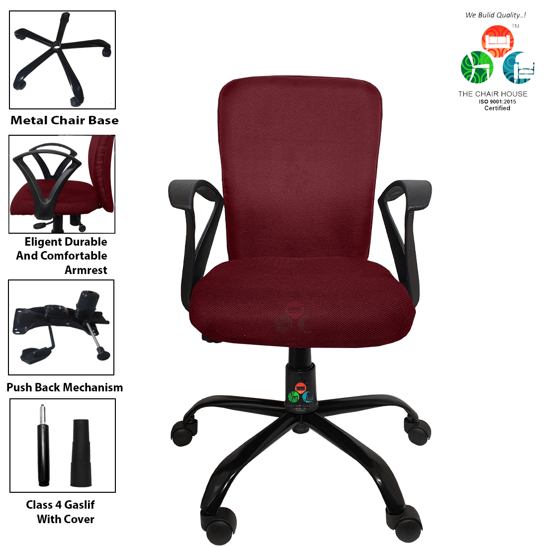 Zebra ‘S’ Handle Office/Study/Revolving Computer Chair For Home Work Executive Ergonomic Design Chair (Mid-Back, Marron Color)