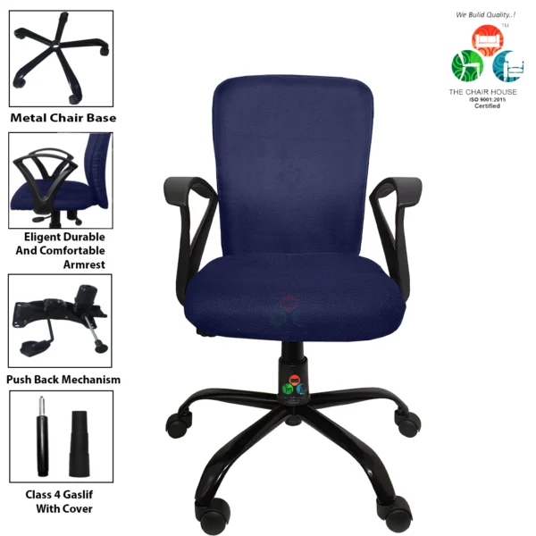 C14 Zebra 'S' Handle Mid-Back Ergonomic Office Chair (Navy Blue)