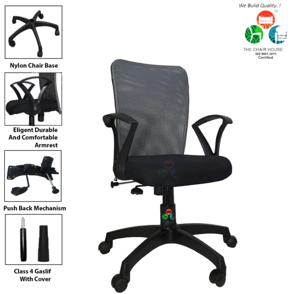 C03 Sigma ‘S’ Handle Mid-Back Mesh Office Chair (Grey) 8 C03 Sigma ‘S’ Handle Mid-Back Mesh Office Chair (Grey)