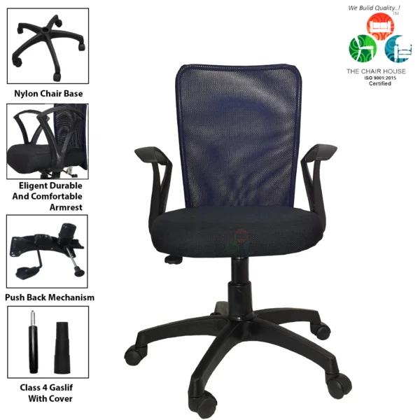 C02 Sigma ‘S’ Handle Mid-Back Mesh Office Chair (Blue)