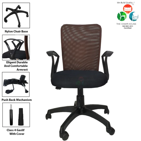 C02 Sigma ‘S’ Handle Mid-Back Mesh Office Chair (Brown)
