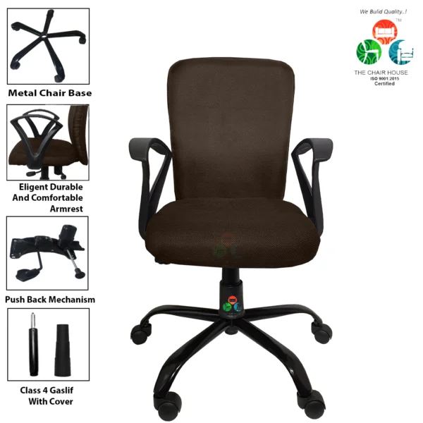 C11 Zebra 'S' Handle Ergonomic Mid-Back Office Chair (Brown)