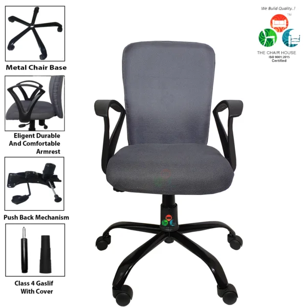 C12 Zebra 'S' Handle Ergonomic Mid-Back Office Chair (Grey)