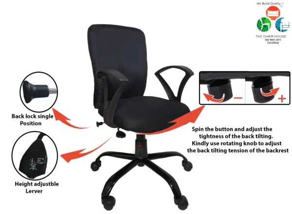 C10 Zebra 'S' Handle Mid-Back Ergonomic Office Chair (Black) 11 C10 Zebra 'S' Handle Mid-Back Ergonomic Office Chair (Black)