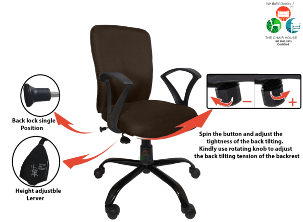 C11 Zebra 'S' Handle Ergonomic Mid-Back Office Chair (Brown) 9 C11 Zebra 'S' Handle Ergonomic Mid-Back Office Chair (Brown)