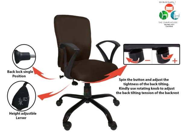 C11 Zebra 'S' Handle Ergonomic Mid-Back Office Chair (Brown)