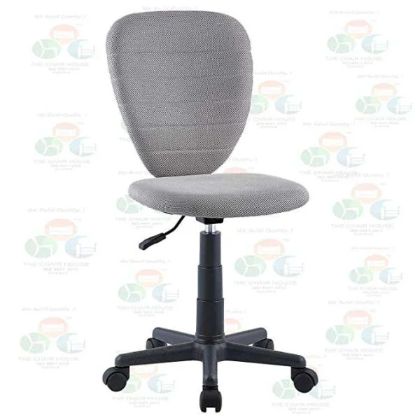 C27 Armless Mid-Back Height-Adjustable Revolving Desk Chair (Grey)