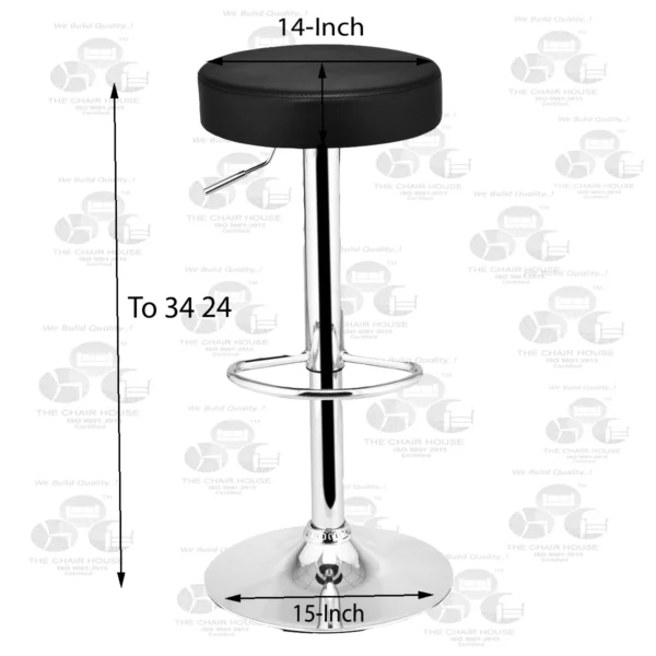 BS3 Round PU Leather 360° Height Adjustable Bar & Office Stool (Black)