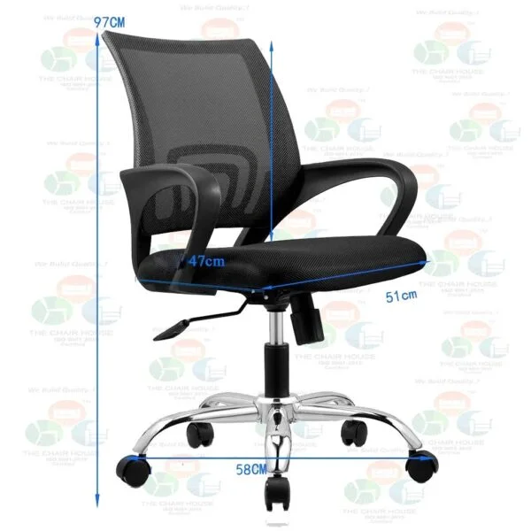 C22 Max Ergonomic Mesh Office Chair  360° Swivel, Adjustable Arms & Back (Mid-Back, Black)