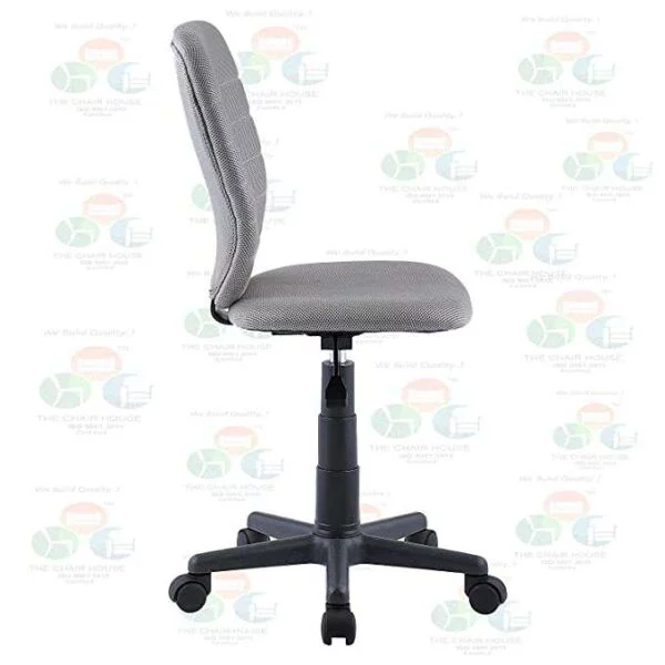 C27 Armless Mid-Back Height-Adjustable Revolving Desk Chair (Grey)