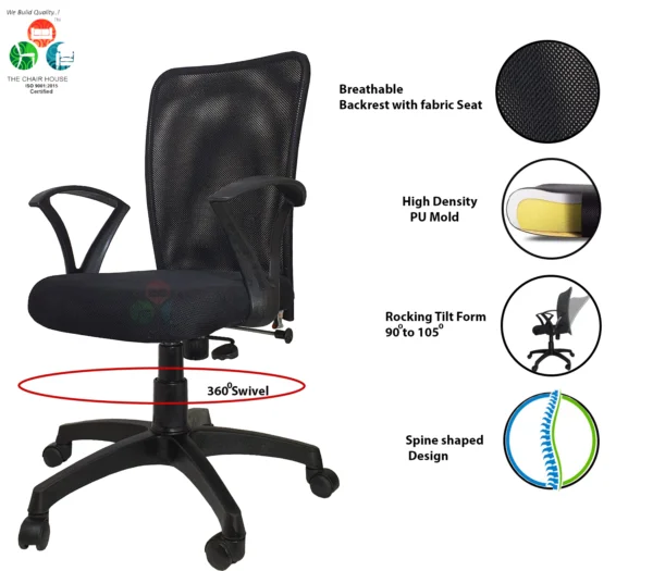 C02 Sigma āSā Handle Mid-Back Mesh Office Chair (Black) 8 C02 Sigma āSā Handle Mid-Back Mesh Office Chair (Black)