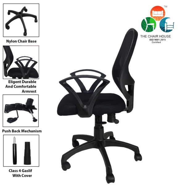 802 'S' Handle Mid-Back Ergonomic Mesh Office Chair (Black)
