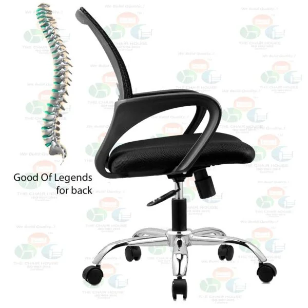 C22 Max Ergonomic Mesh Office Chair  360° Swivel, Adjustable Arms & Back (Mid-Back, Black)
