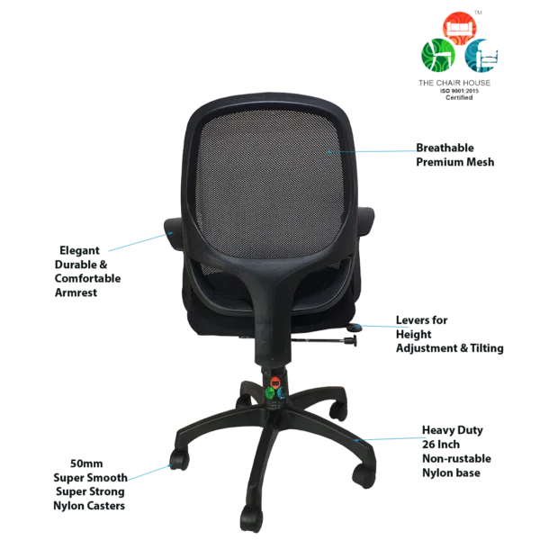 802 'S' Handle Mid-Back Ergonomic Mesh Office Chair (Black)