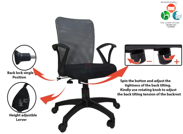 C03 Sigma ‘S’ Handle Mid-Back Mesh Office Chair (Grey) 13 C03 Sigma ‘S’ Handle Mid-Back Mesh Office Chair (Grey)