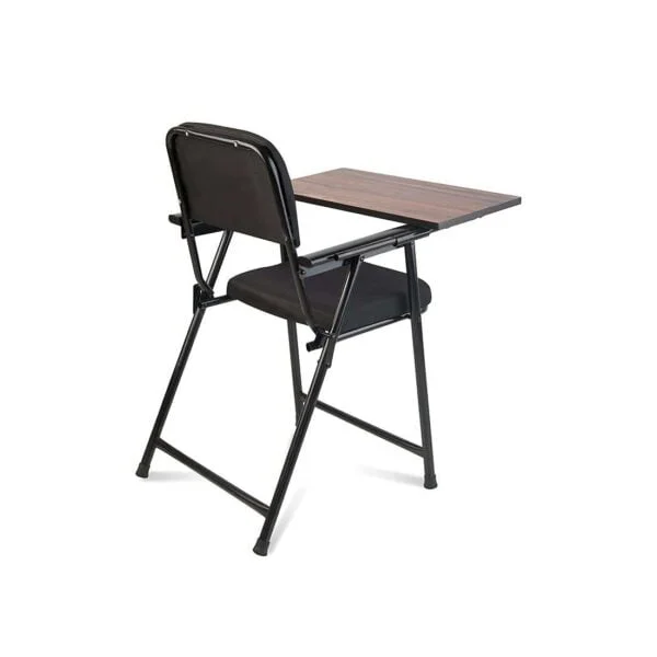 T02 Folding Study Chair with Cushion & Adjustable Writing Pad (Black)