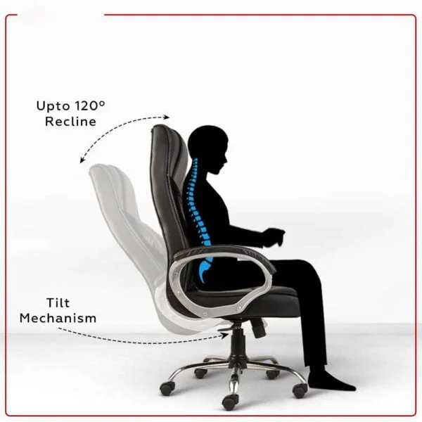 C82  Executive High-Back Leatherette Office Chair | Height Adjustable, Cushioned Armrests (Black)