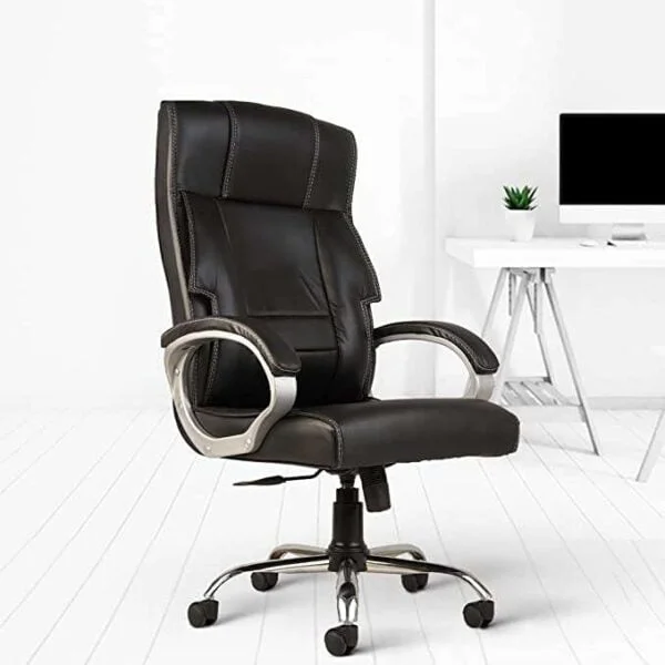 C82  Executive High-Back Leatherette Office Chair | Height Adjustable, Cushioned Armrests (Black)