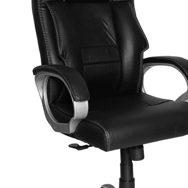C82  Executive High-Back Leatherette Office Chair | Height Adjustable, Cushioned Armrests (Black)