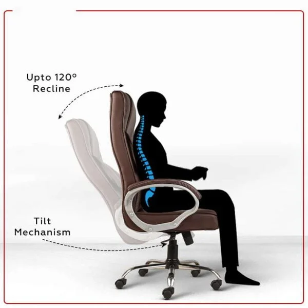 C81  Executive High-Back Leatherette Office Chair | Height Adjustable, Cushioned Armrests (Brown)