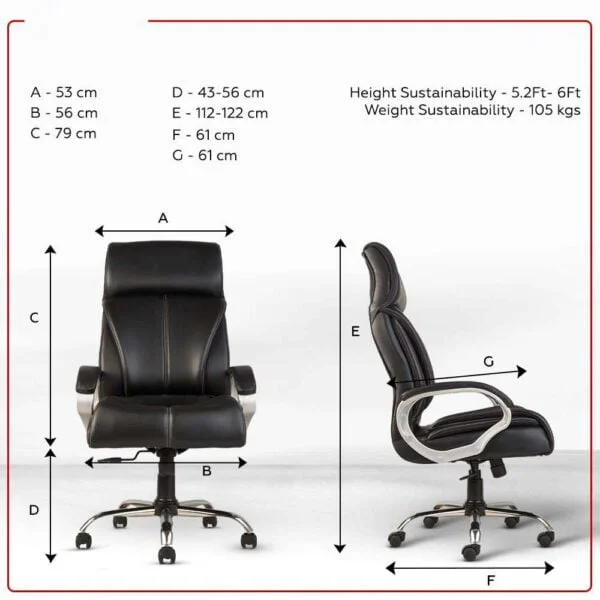 C79 High-Back Executive Leather Office Chair | Boss/Director Revolving Chair (Black)