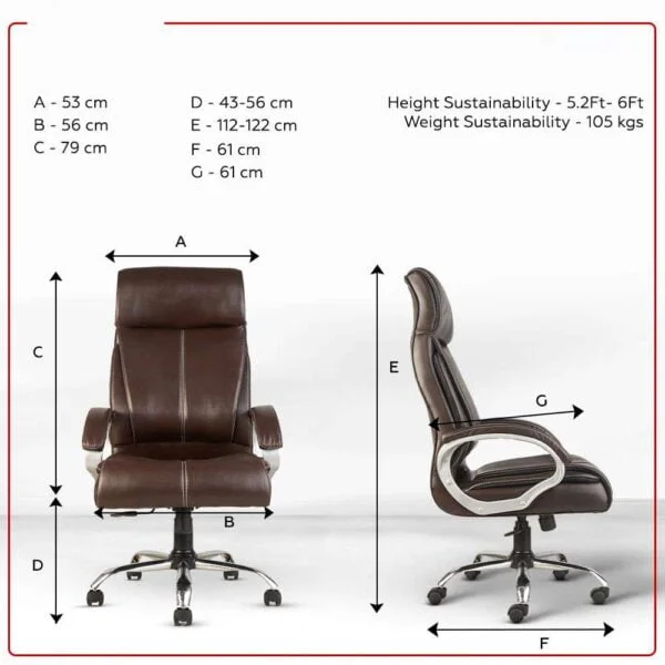 C80 High-Back Leather Executive Chair | Boss/Director Revolving Chair (Brown) 11 C80 High-Back Leather Executive Chair | Boss/Director Revolving Chair (Brown)