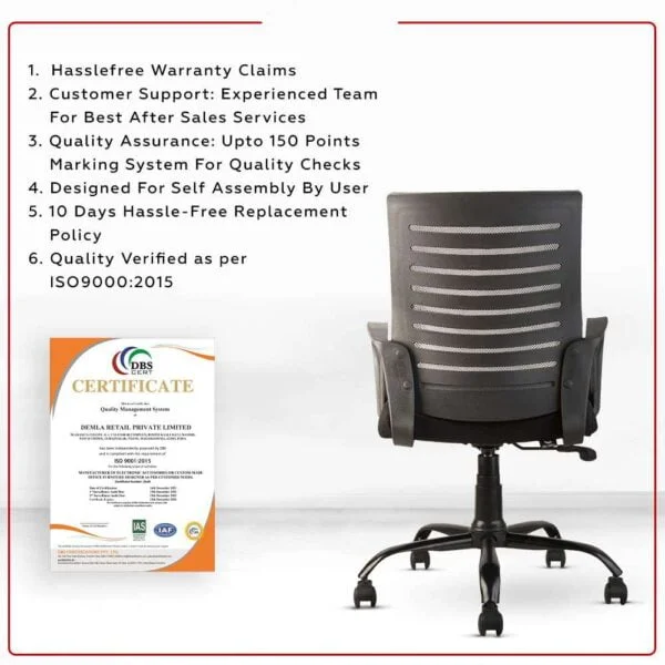 C85 Boom Low-Back Ergonomic Desk Chair | Mesh, Metal Base (Grey & Black)