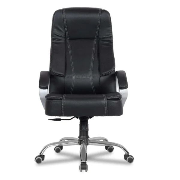 C84 Executive High Back Leatherette Revolving Chair | Adjustable, Cushioned Armrests (Black)
