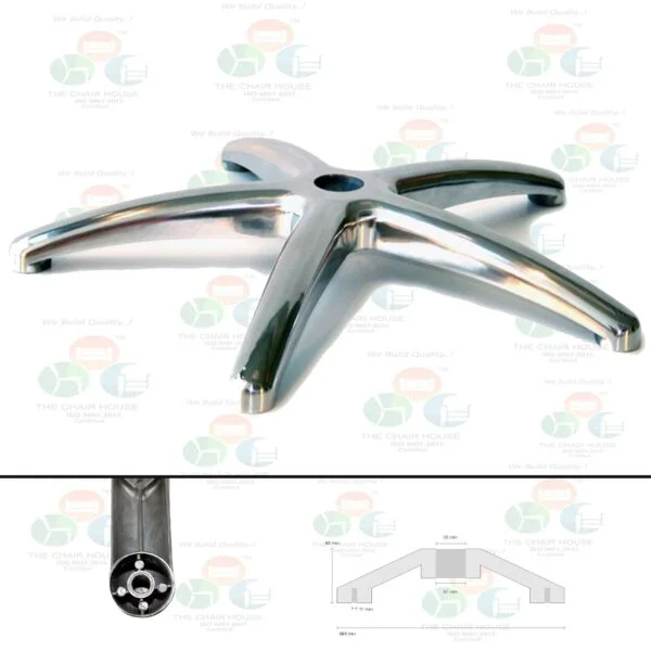CB01 Die-Cast Aluminium Swivel Chair Base  Chrome Finish, 50mm Centre Hole