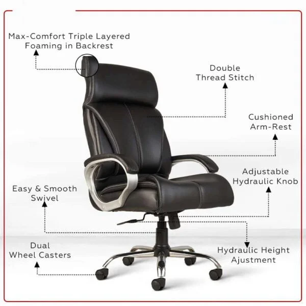 C79 High-Back Executive Leather Office Chair | Boss/Director Revolving Chair (Black)