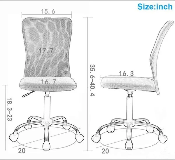 C64  Ergonomic Mid-Back Mesh Office Chair | Swivel Desk Chair with Back Support (Ocean)