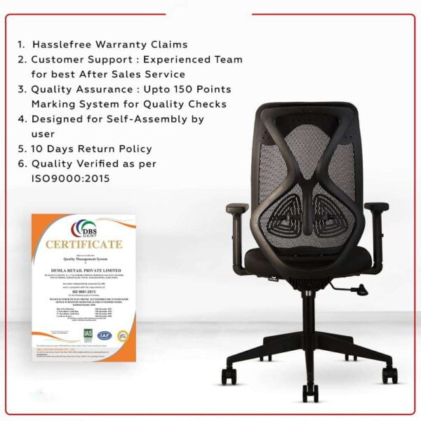 C77 Mid-Back Ergonomic Mesh Office Chair | Pneumatic Hydraulic, 2D Adjustable Armrests (Black)