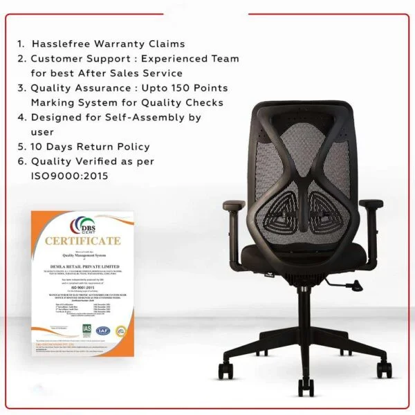C77 Mid-Back Ergonomic Mesh Office Chair | Pneumatic Hydraulic, 2D Adjustable Armrests (Black) 12 C77 Mid-Back Ergonomic Mesh Office Chair | Pneumatic Hydraulic, 2D Adjustable Armrests (Black)