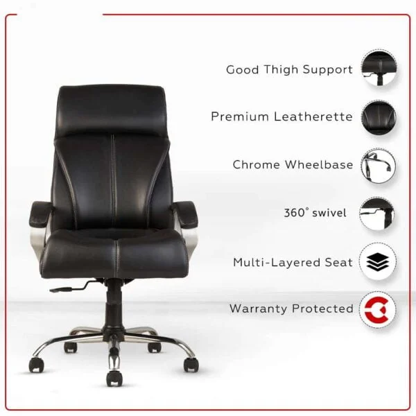 C79 High-Back Executive Leather Office Chair | Boss/Director Revolving Chair (Black)
