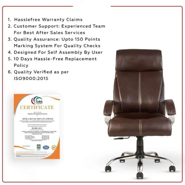 C80 High-Back Leather Executive Chair | Boss/Director Revolving Chair (Brown) 10 C80 High-Back Leather Executive Chair | Boss/Director Revolving Chair (Brown)