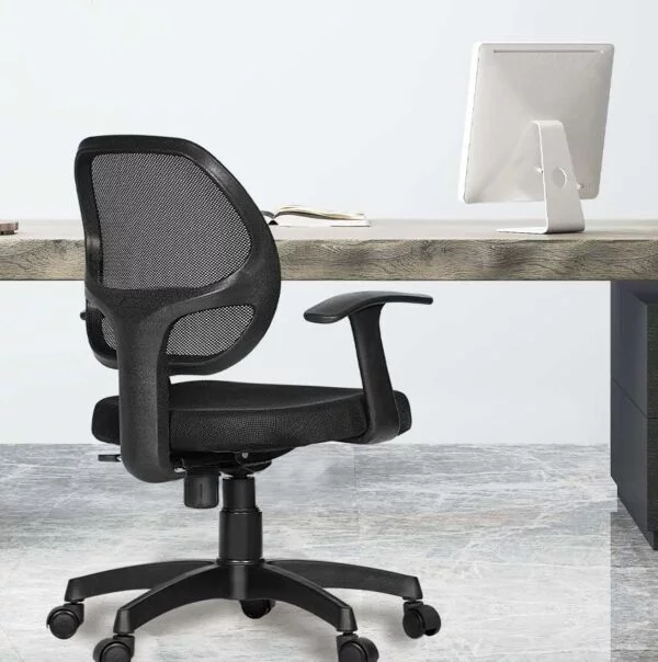 803 MeshBack 'T' Handle Mid-Back Ergonomic Chair | Revolving Office Chair  (Black