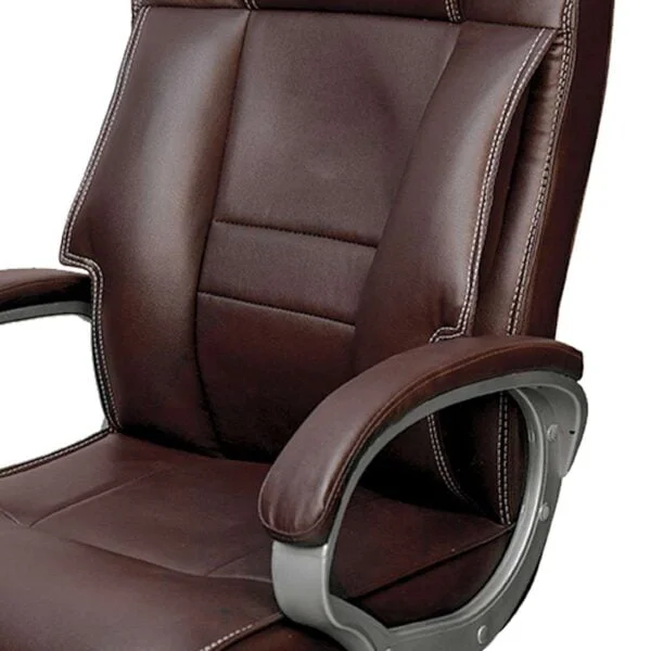 C81  Executive High-Back Leatherette Office Chair | Height Adjustable, Cushioned Armrests (Brown)