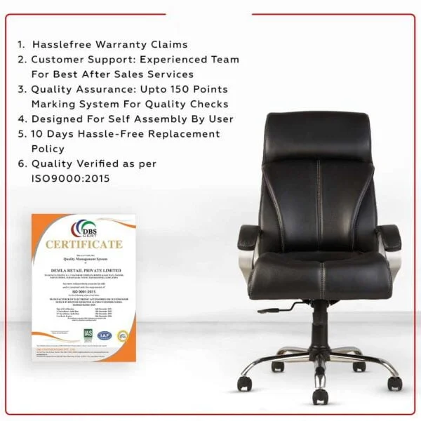 C79 High-Back Executive Leather Office Chair | Boss/Director Revolving Chair (Black)