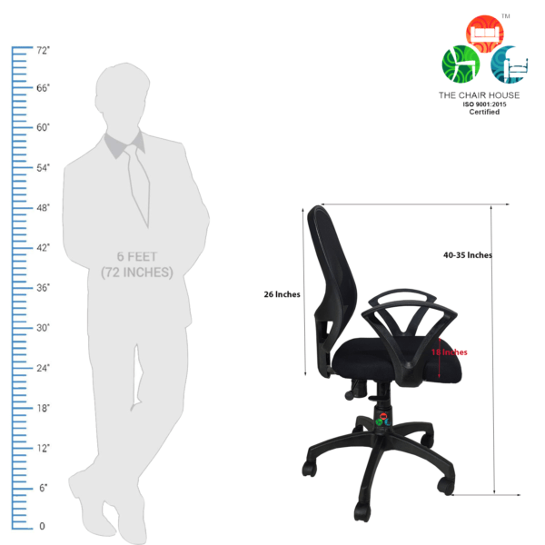 802 'S' Handle Mid-Back Ergonomic Mesh Office Chair (Black)