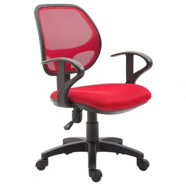 803 Mid-Back Mesh Office Chair | Fixed Handle, Ergonomic Design (Red)