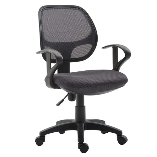 C55-Children's Swivel Chair Desk Chair Swivel Chair Office Swivel Chair Cool, 5 Double castors, seat Upholstery, Armrests, (Mid-Back, Black)