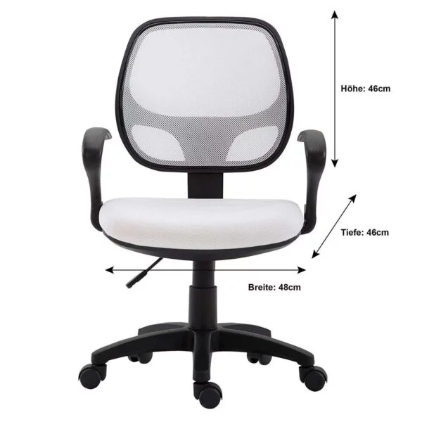 803 Mid-Back Mesh Office Chair | Fixed Handle, Ergonomic Design (White)