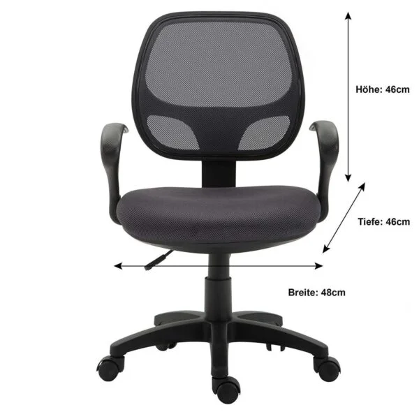 C55-Children's Swivel Chair Desk Chair Swivel Chair Office Swivel Chair Cool, 5 Double castors, seat Upholstery, Armrests, (Mid-Back, Black)