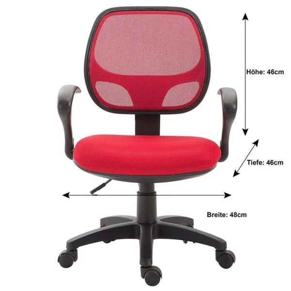 803 Mid-Back Mesh Office Chair | Fixed Handle, Ergonomic Design (Red)