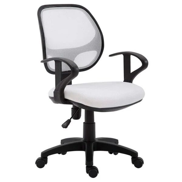 803 Mid-Back Mesh Office Chair | Fixed Handle, Ergonomic Design (White)