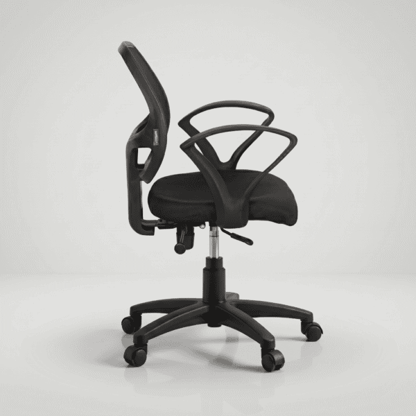803 Mesh Back 'S' Handle Low-Back Ergonomic Chair (Black, Nylon Base) 7 Under-seat tilt tension control knob and push-back mechanism for 803 office chair.