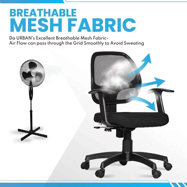 803 MeshBack 'T' Handle Mid-Back Ergonomic Chair | Revolving Office Chair  (Black