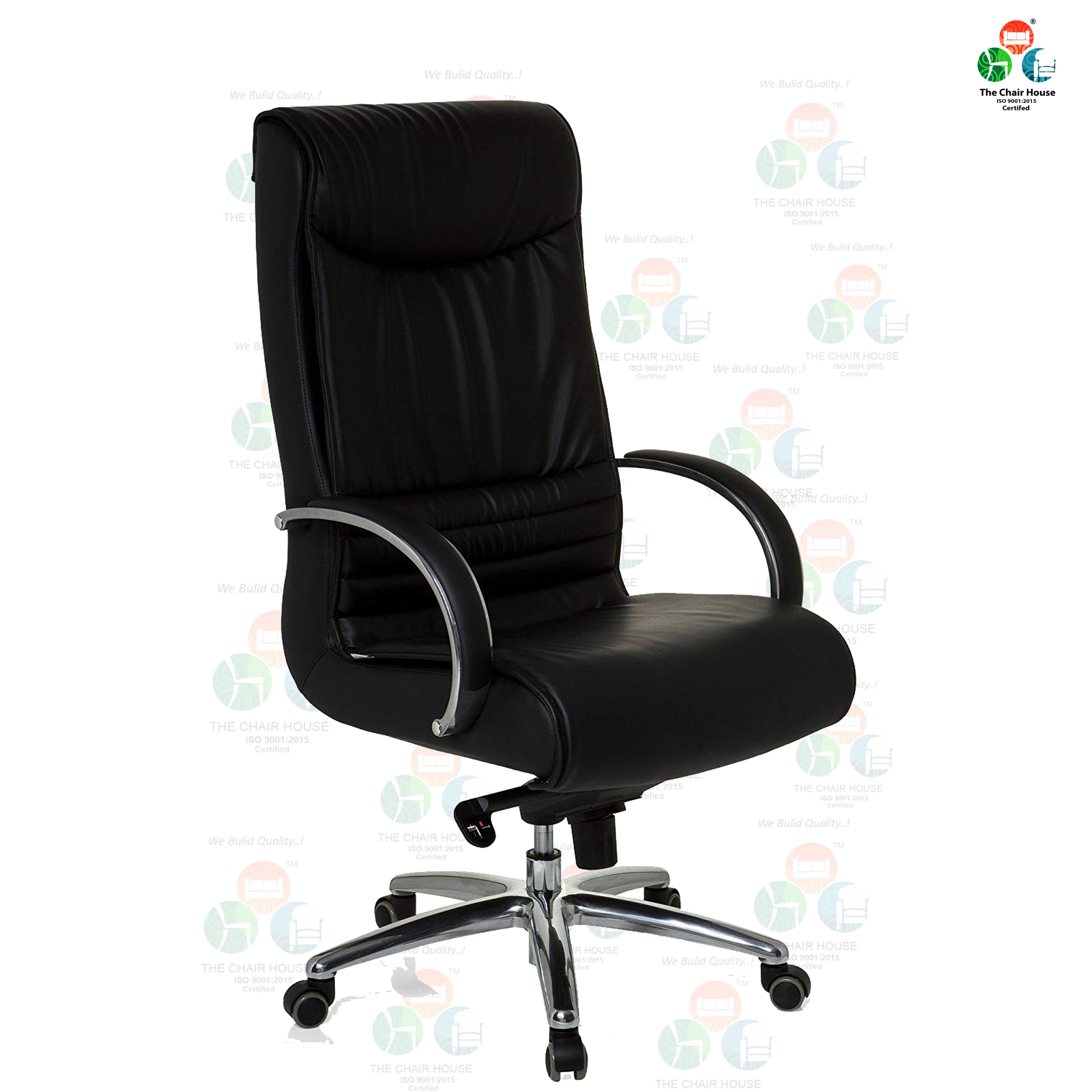 C86 Executive Office Chair Faux Leather, High Back, Thick Padding,  Aluminium Base (Black) The Chair House