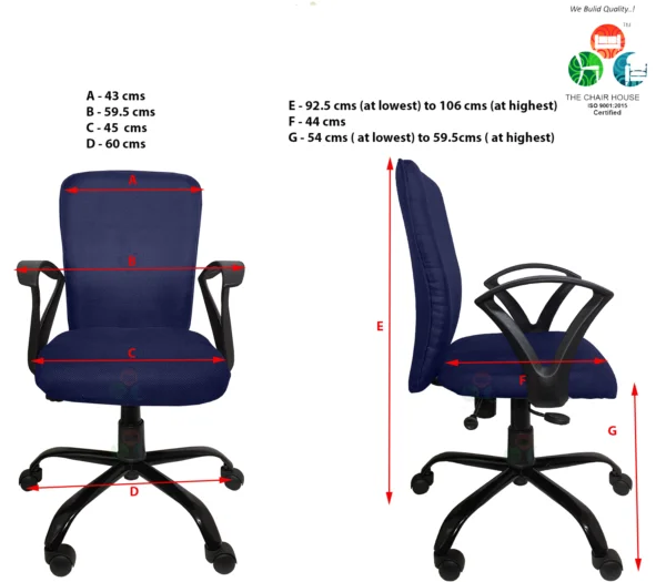 C14 Zebra 'S' Handle Mid-Back Ergonomic Office Chair (Navy Blue)