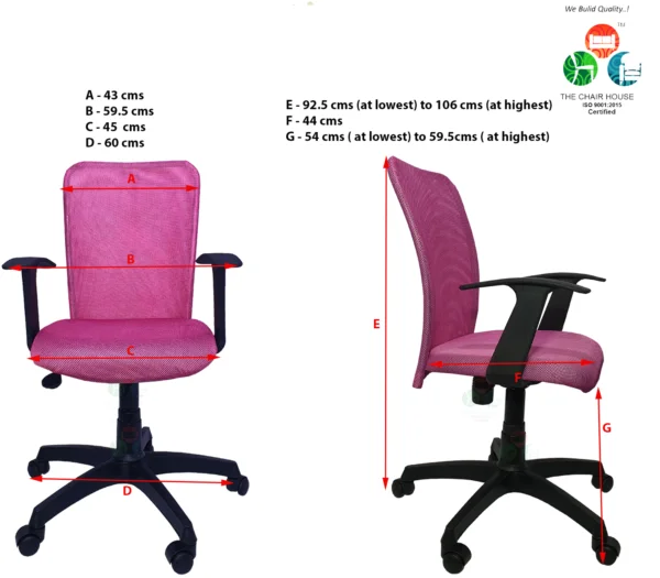 C07 Sigma 'T' Handle Mid-Back Nylon Office Chair (Baby Pink)